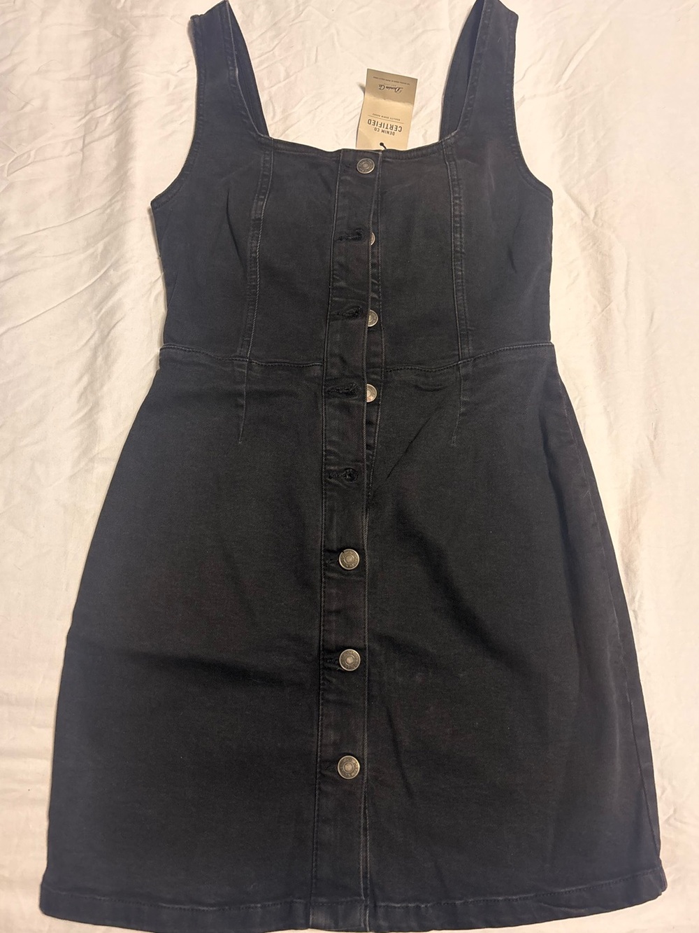Primark Black Button-Front Denim Dress